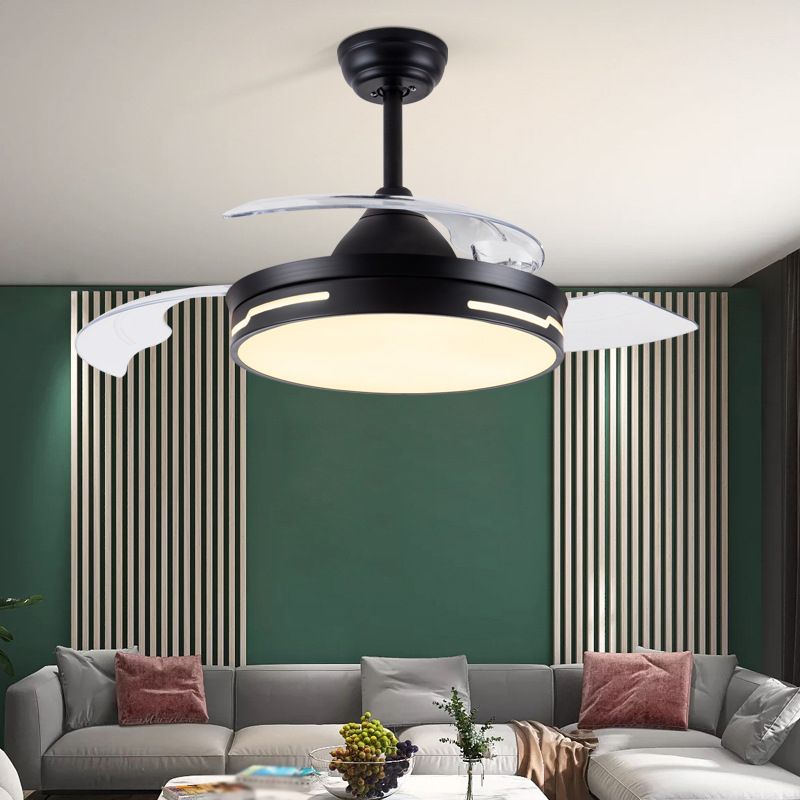 Drum Interior LED Ceiling Fan Fixture in Black / White