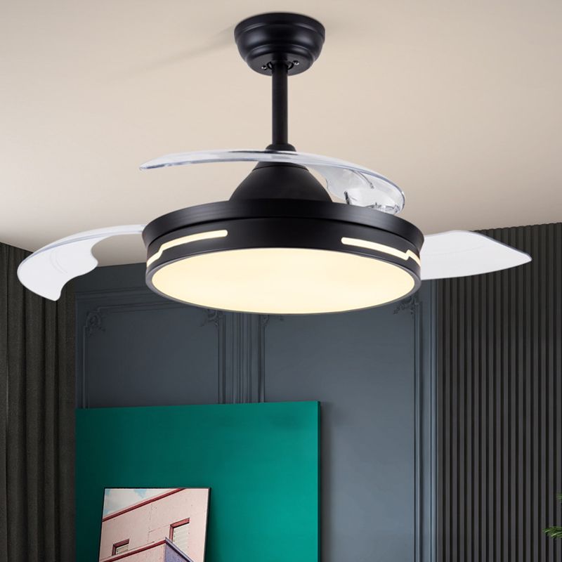 Drum Interior LED Ceiling Fan Fixture in Black / White