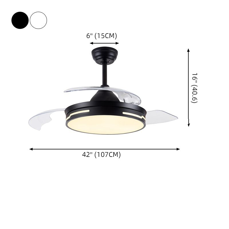 Drum Interior LED Ceiling Fan Fixture in Black / White