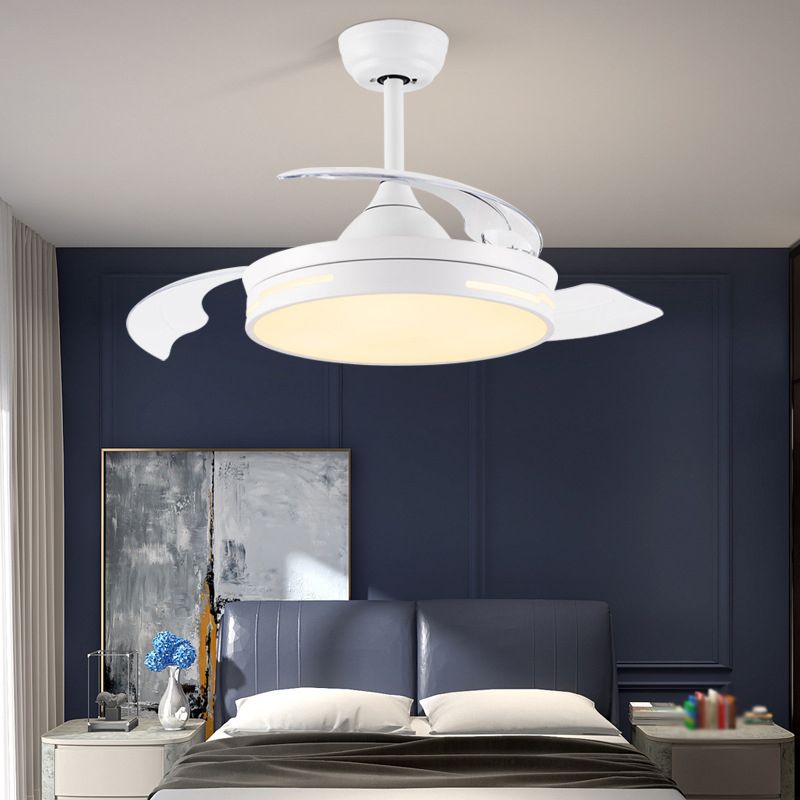Drum Interior LED Ceiling Fan Fixture in Black / White
