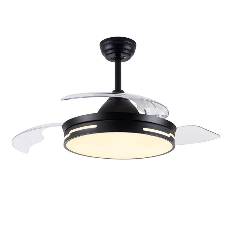 Drum Interior LED Ceiling Fan Fixture in Black / White