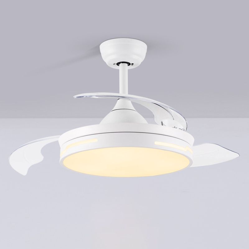 Drum Interior LED Ceiling Fan Fixture in Black / White