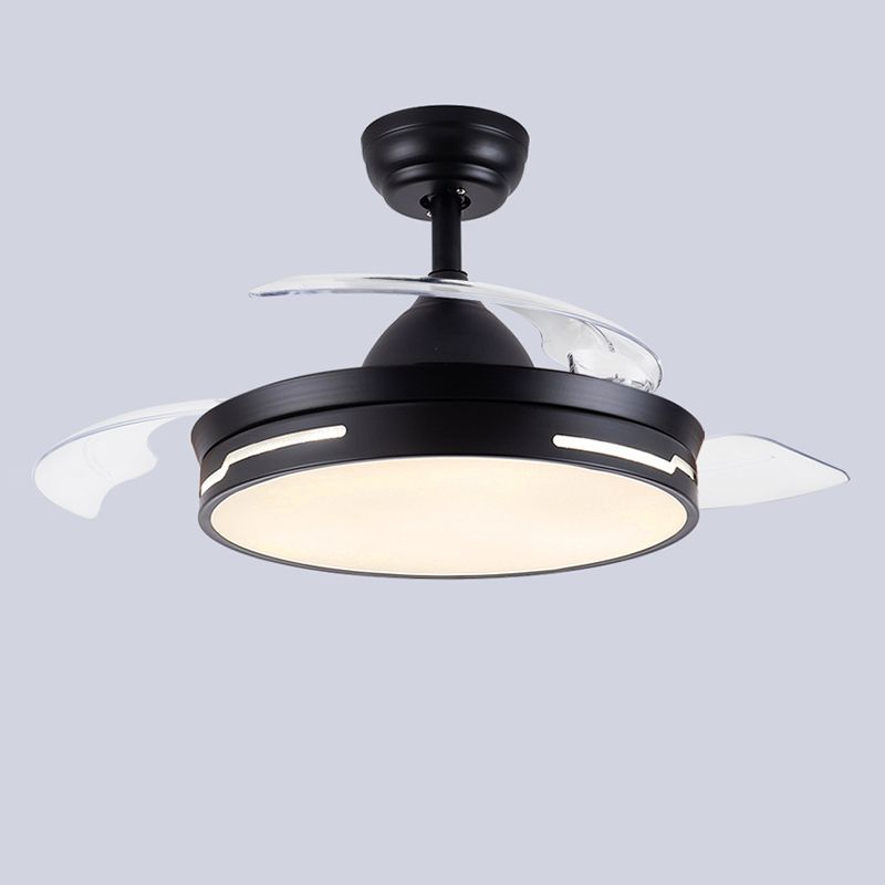 Drum Interior LED Ceiling Fan Fixture in Black / White