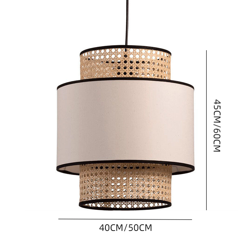 Linen Lampshade Rattan Weaving Pendant Lights