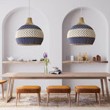Load image into Gallery viewer, Handwoven Blue White Rattan Pendant Light Design Trends
