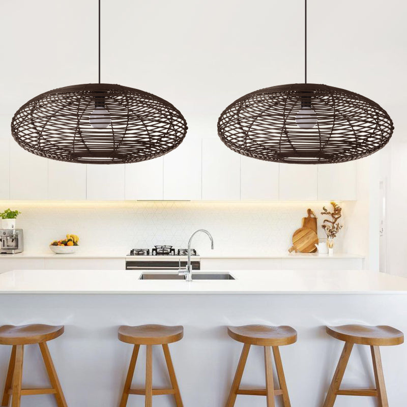 Oval Rattan Pendant Light For Kitchen Island