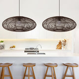 Load image into Gallery viewer, Oval Rattan Pendant Light For Kitchen Island