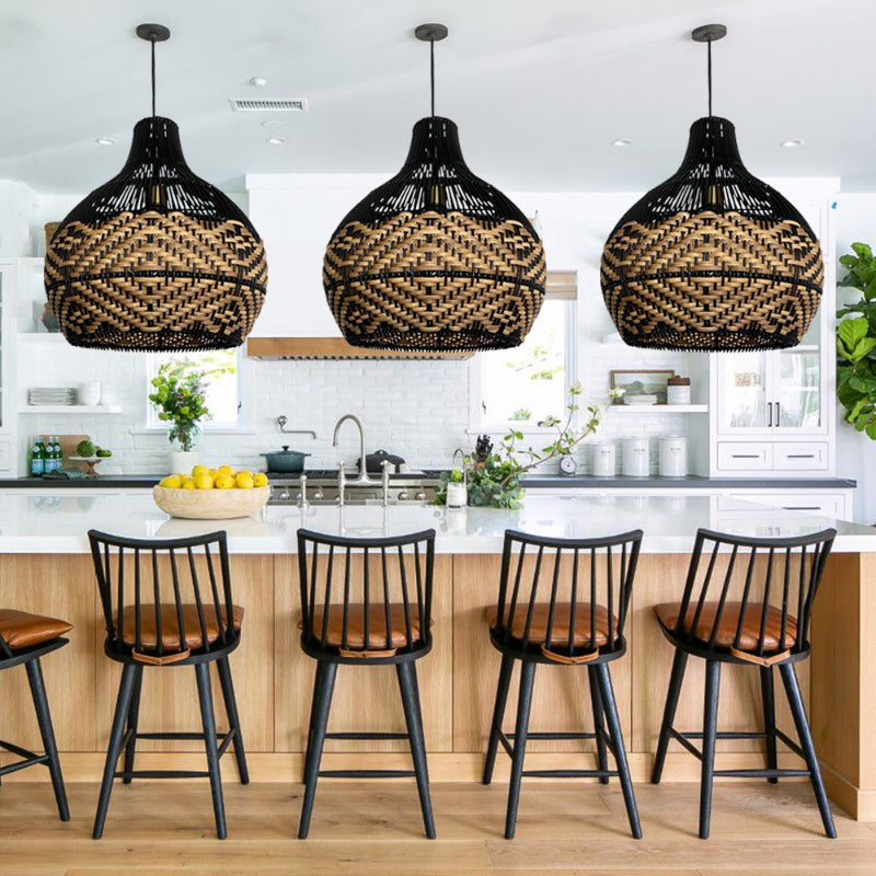 Beach Rattan Pendant Light for Kitchen Island