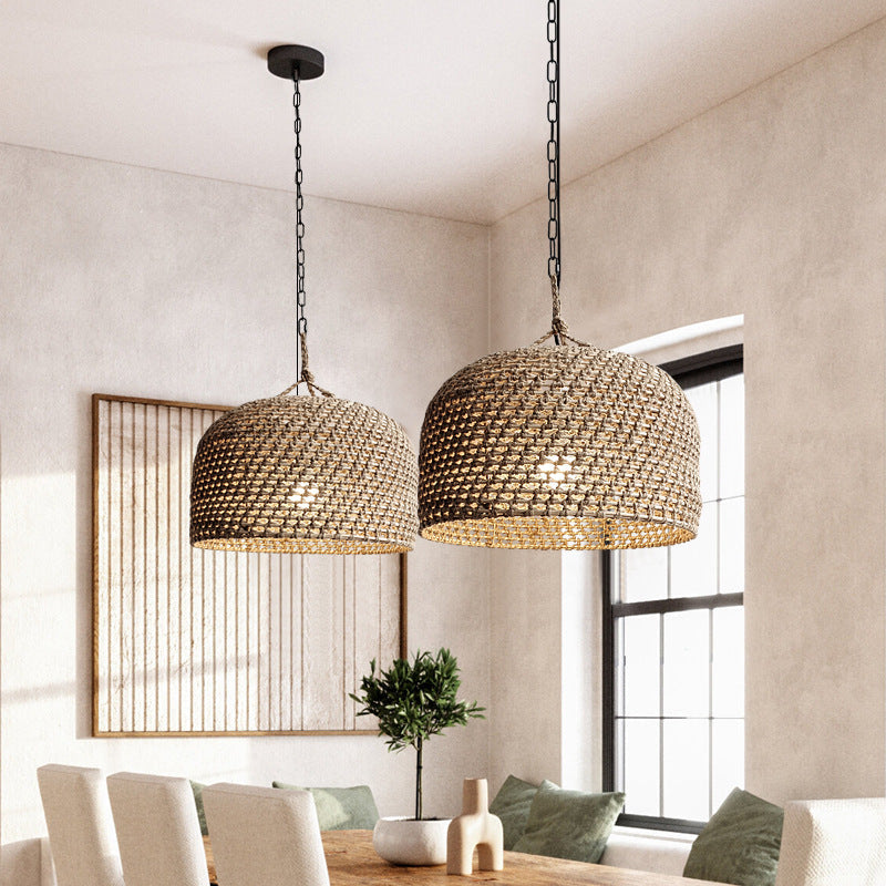 Retro Pendant Lights Hemp Rope Woven Lampshade