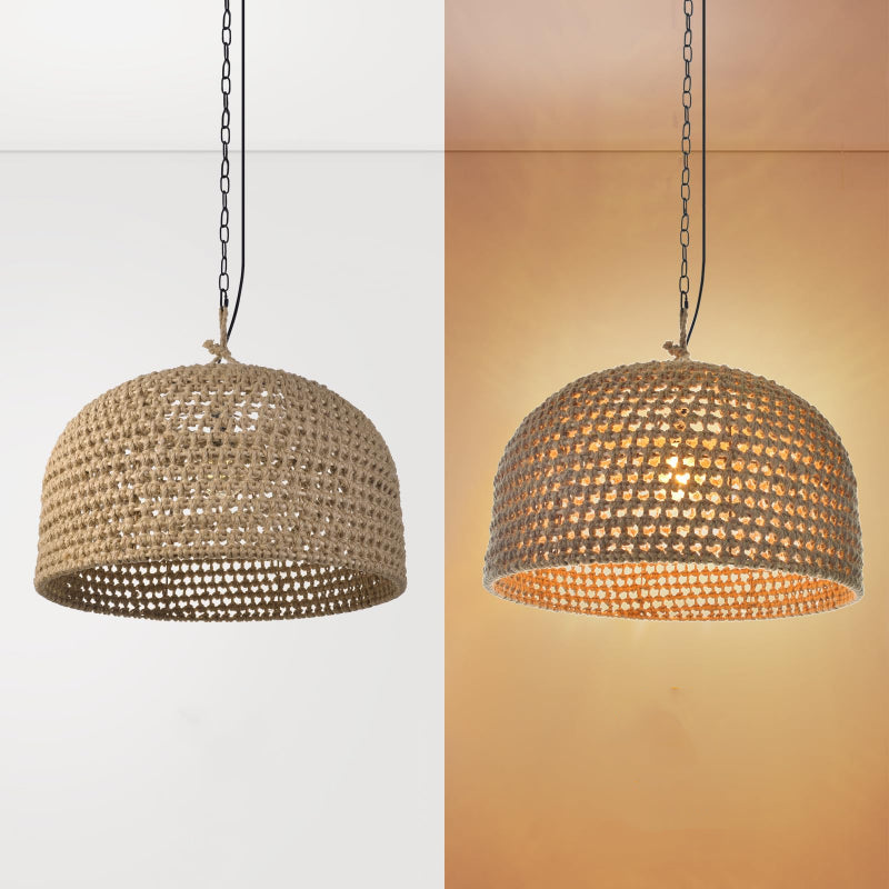 Retro Pendant Lights Hemp Rope Woven Lampshade