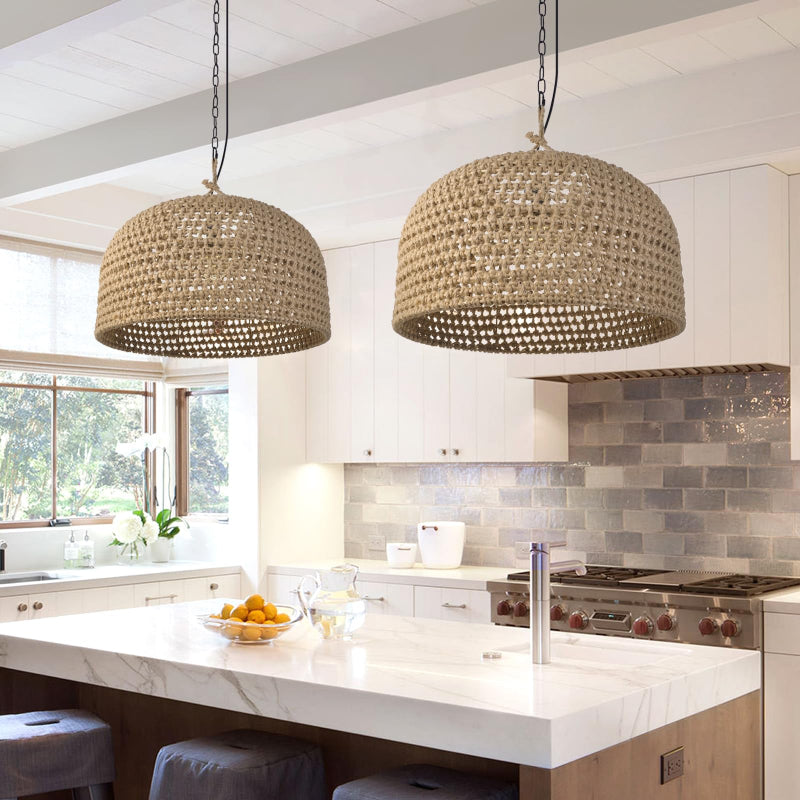 Retro Pendant Lights Hemp Rope Woven Lampshade