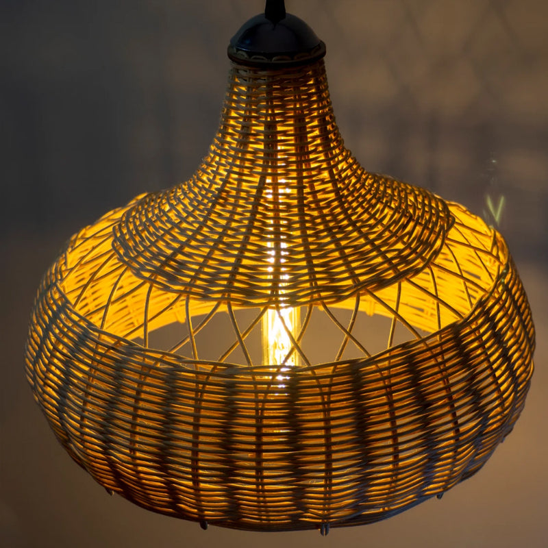 Rattan Patio Pendant Light Bohemian Lampshade