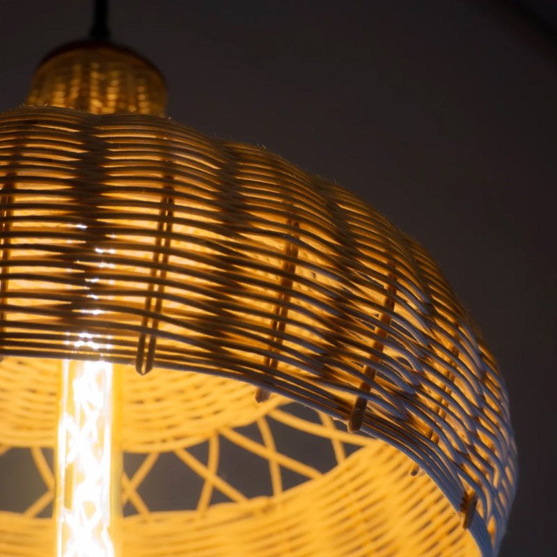Rattan Patio Pendant Light Bohemian Lampshade