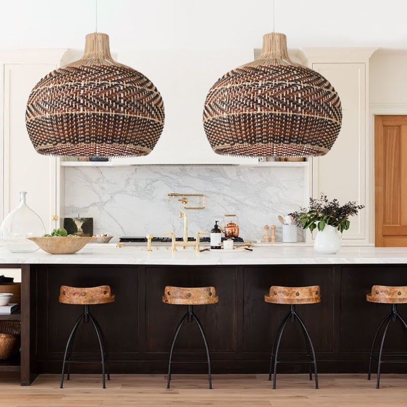 Kitchen Lampshade Vintage Rattan Pendant Light