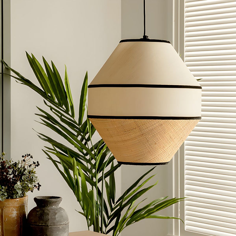 Black Geometric Fabric Pendant Light