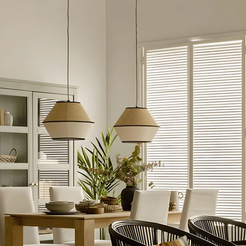 Black Geometric Fabric Pendant Light