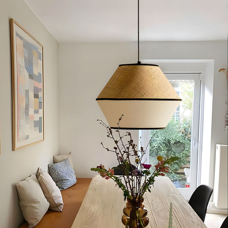 Black Geometric Fabric Pendant Light