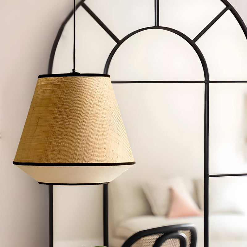 Black Geometric Fabric Pendant Light