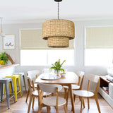 Load image into Gallery viewer, Natural Rattan Drum Hanging Pendant Light