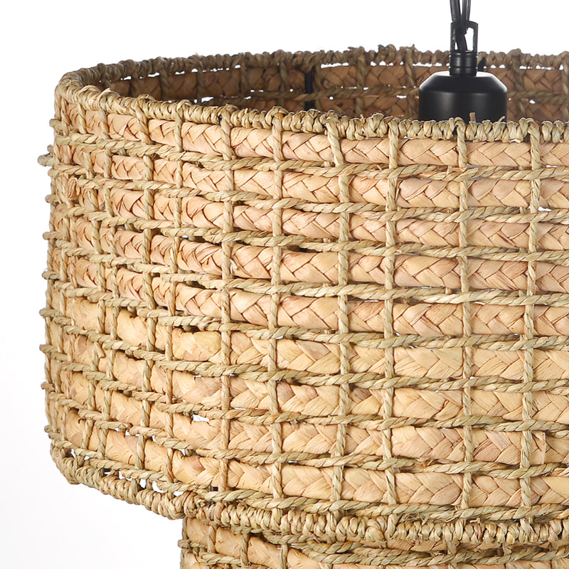 Natural Rattan Drum Hanging Pendant Light
