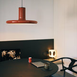 Load image into Gallery viewer, Vintage Red Metal Saucer Pendant Light