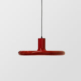 Load image into Gallery viewer, Vintage Red Metal Saucer Pendant Light