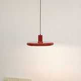 Load image into Gallery viewer, Vintage Red Metal Saucer Pendant Light