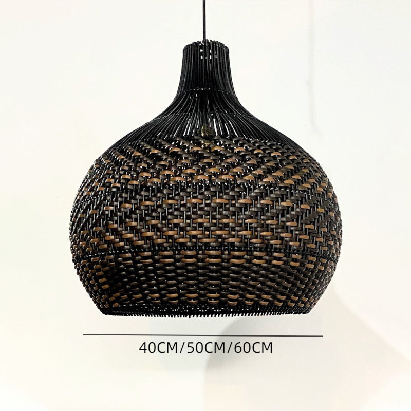 Black Rattan Large Pendant Light For Kitchen Island
