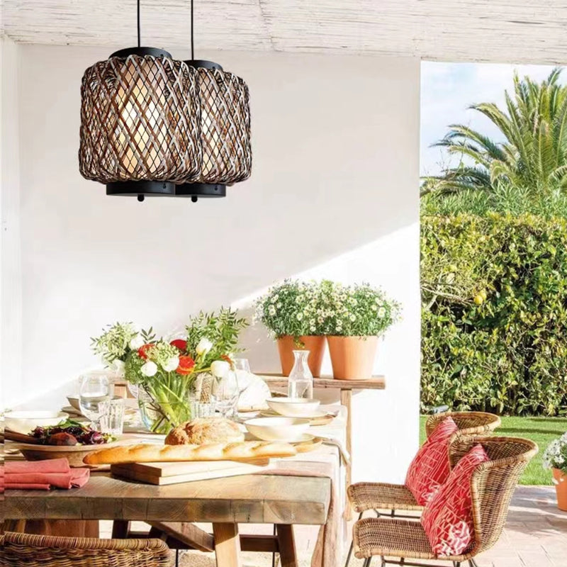 Outdoor Waterproof Lantern Rattan Pendant Lights