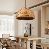 Load image into Gallery viewer, Retro Semicircle Straw Rattan Dining Room Hanging Lampshade