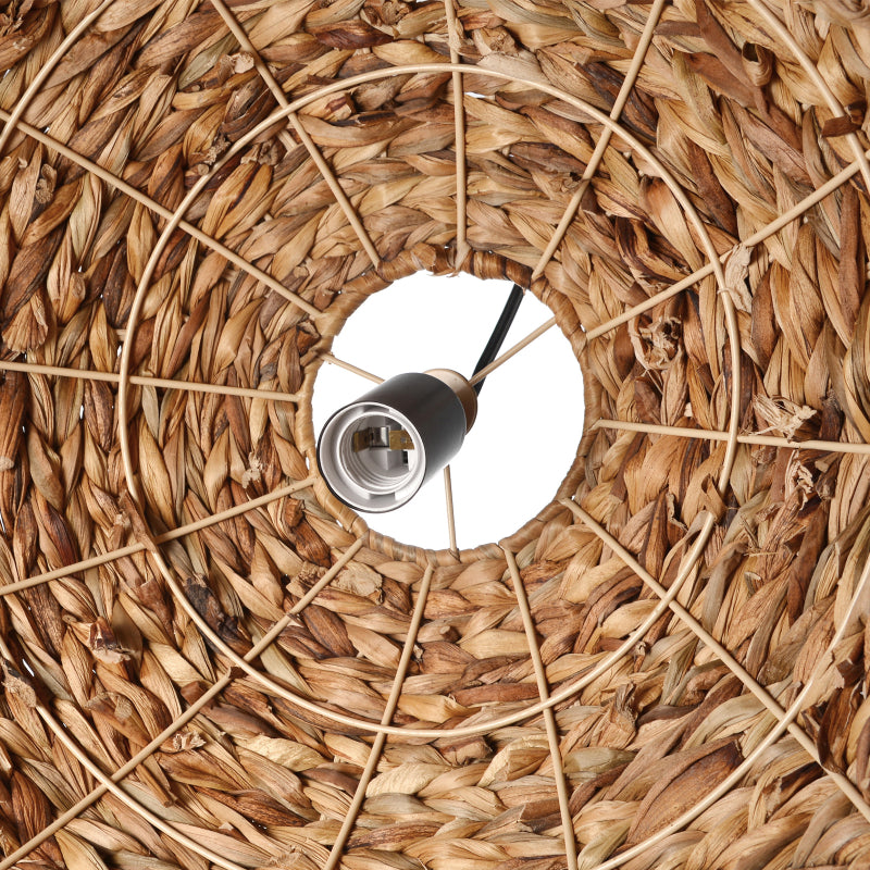 Retro Semicircle Straw Rattan Dining Room Hanging Lampshade