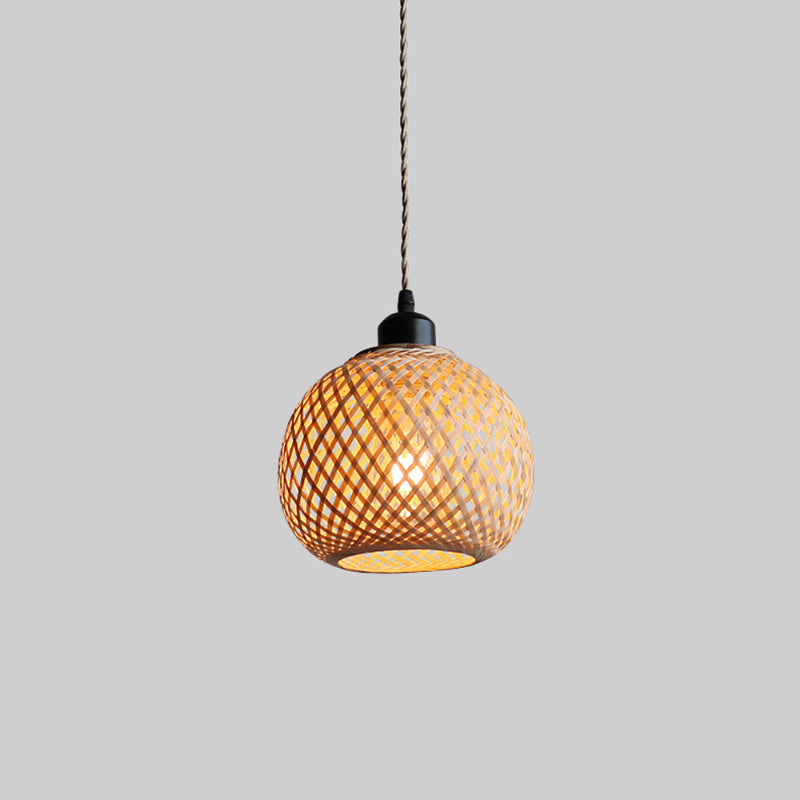 Minimal Bamboo Woven Kitchen Island Hanging Lamp