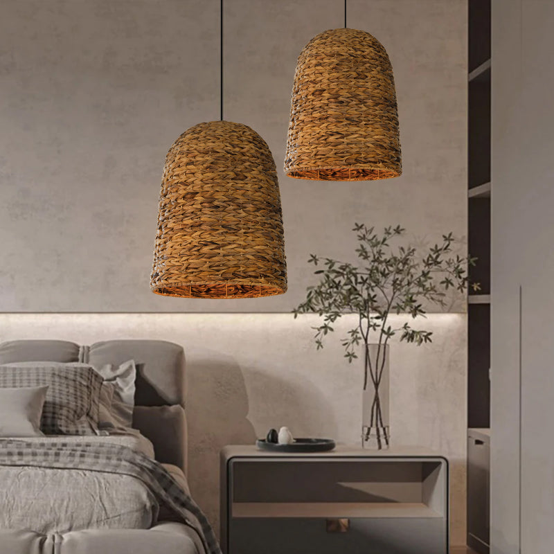 Kitchen Island Chandelier Hand-woven Rattan Pendant Lampshade
