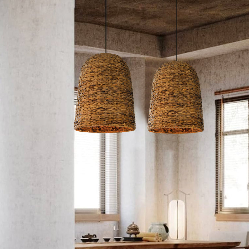 Kitchen Island Chandelier Hand-woven Rattan Pendant Lampshade