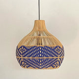Load image into Gallery viewer, Rattan Pendant Light Handmade Blue Hanging Wicker Lamp Shade