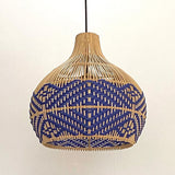 Load image into Gallery viewer, Rattan Pendant Light Handmade Blue Hanging Wicker Lamp Shade