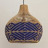 Load image into Gallery viewer, Rattan Pendant Light Handmade Blue Hanging Wicker Lamp Shade