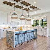 Load image into Gallery viewer, Handwoven Blue Rattan Pendant Light