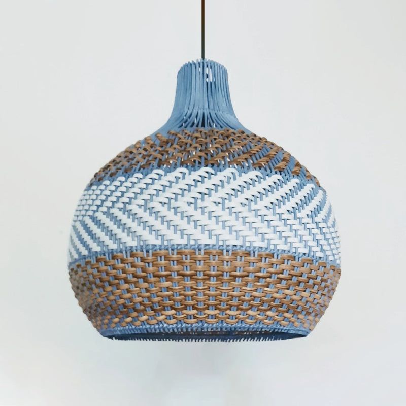 Handwoven Blue Rattan Pendant Light