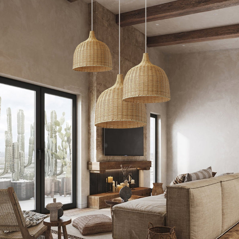 Bohemian Pendant Lampshade Rattan Woven Pendant Light