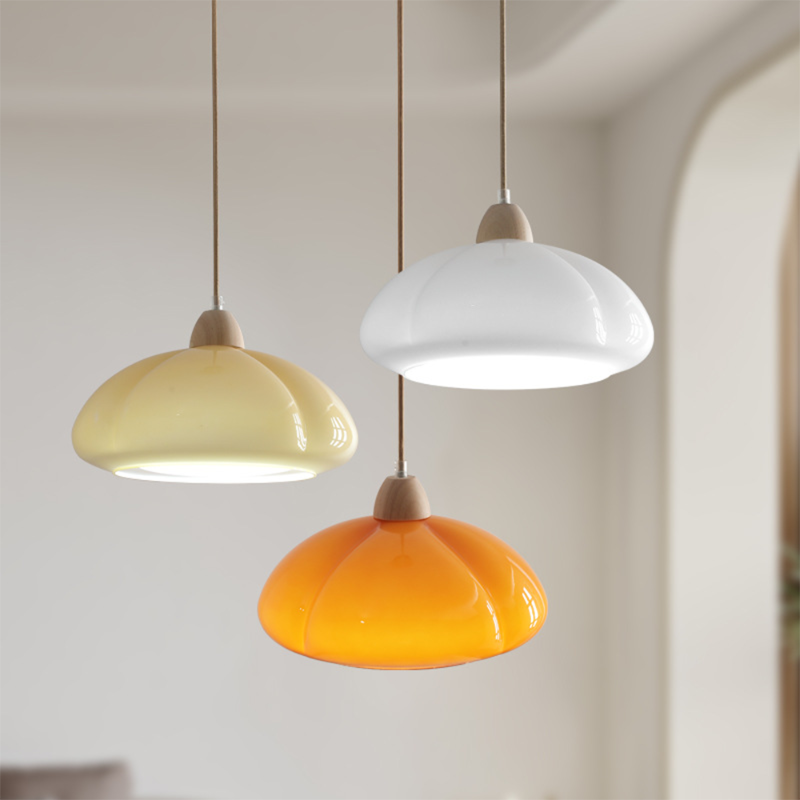 Vintage Pumpkin Glass Pendant Light