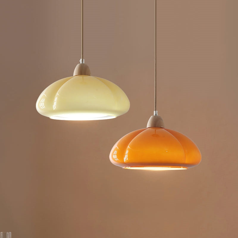 Vintage Pumpkin Glass Pendant Light