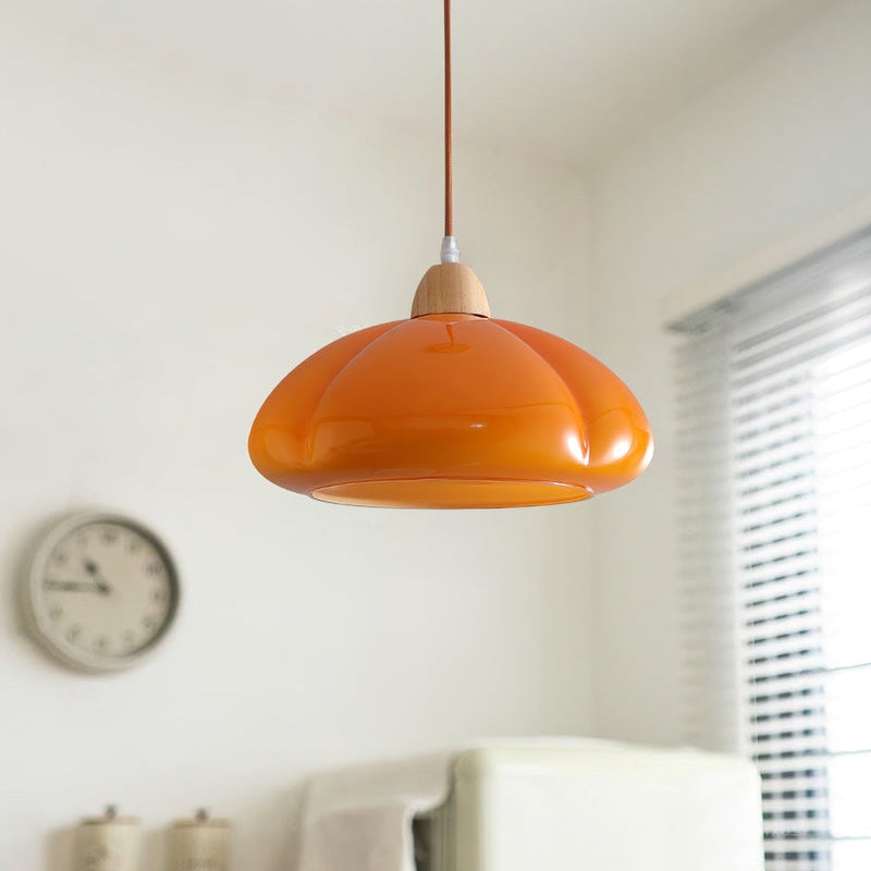 Vintage Pumpkin Glass Pendant Light