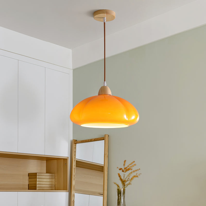 Vintage Pumpkin Glass Pendant Light