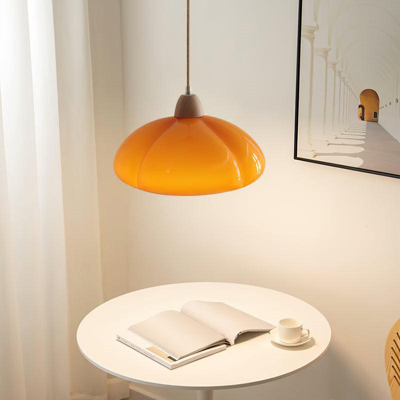 Vintage Pumpkin Glass Pendant Light