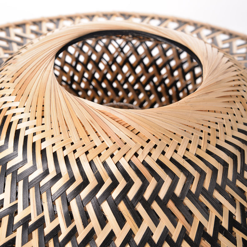 Black Bamboo Ceiling Light Flying Saucer Chandelier