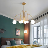 Load image into Gallery viewer, Modern Iron Chandelier with White Glass Shade