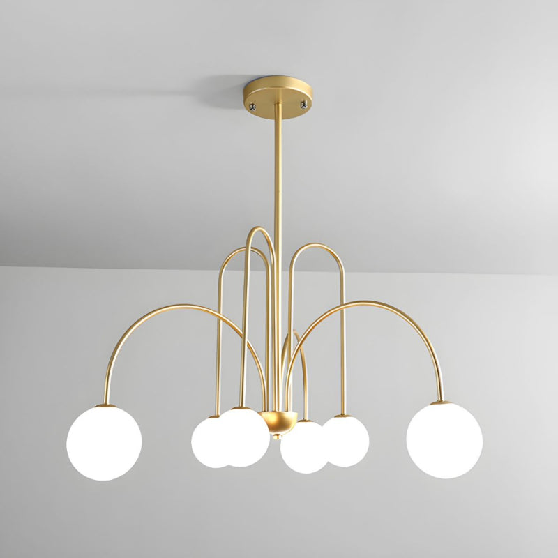 Modern Iron Chandelier with White Glass Shade
