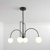 Load image into Gallery viewer, Modern Iron Chandelier with White Glass Shade