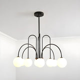 Load image into Gallery viewer, Modern Iron Chandelier with White Glass Shade